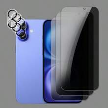 6er Set: 3 Stück Anti-Spähschutz gehärtetes Glas Displayschutz + 3 Stück 3D Kamera Linsenschutz, 1:1 Hochauflösende Klarheit, kratzfest, langanhaltend, geeignet für Apple iPhone X/XR/11/12/13/14/15/16/16Pro/16Plus/16Pro Max/16e Komplette Serie
