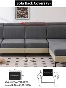 1件装毛绒天鹅绒沙发坐垫套，现代简约防滑面料，弹性加厚时尚沙发坐垫套，沙发毯，可机洗，防尘，防刮，适用于卧室、办公室、客厅L型沙发和1/2/3/4座组合沙发 - 深黑 - 查看 17