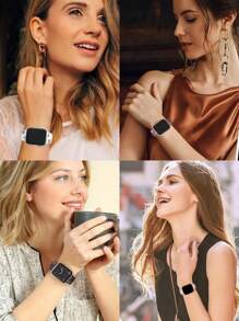 Two-Tone Floral Engraved Silicone Sports Watch Band For Apple Watch 41mm 40mm 44mm 45mm 42mm 46mm 38mm 49mm, Cute Boho Western Bauhinia Style For Women, Compatible With IWatch 11 10 9 8 7 6 5 4 3 2 1 Ultra - Bauhinia - View 8
