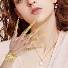 1pc Unique Rhinestone Inlaid Nail Bracelet, Royal Court Maiden Finger/Hand Decor Jewelry For Belly Dance Performance - Multicolor - View 11