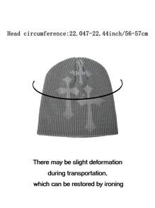 1pc Cross Embroidery Beanie, Graffiti Fashion Versatile Knitted Hat For Autumn & Winter, Warm And Windproof, European And American Style