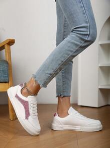 New Casual Leather Low-Top Lace-Up Flat Skate Shoes, Fashionable & Comfortable For Teenage Girls, Non-Slip Shock-Absorbing Sporty Sneakers For Middle/High School Students, Suitable For Outdoor Activities & Daily Wear