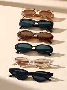 6/8副装女士几何框复古Y2K时尚眼镜，适合日常生活、海滩派对、街头摄影，是夏季海滩度假、户外活动和旅行的理想配饰。 - 彩色 - 查看 17