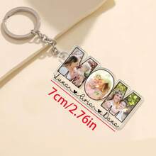 1 Stück personalisierter Schlüsselanhänger aus Acryl mit Foto und Text, Schlüsselanhänger mit Namen der Oma und Enkelkinder, personalisiertes Muttertagsgeschenk für Oma/Mama/Großmutter, personalisierter Oma-Schlüsselanhänger mit Foto, Mama und Tochter Foto Schlüsselanhänger Geschenk für Mama, Muttertagsgeschenk, Geschenk für sie/Mutter/Oma/Ehefrau