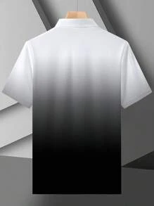 1pc Plus Size Men's Fashion Casual Collared Shirt With Button Details - 100% Polyester Polo Collar Top With Slight Stretch, Knitted Fabric, Regular Fit - Summer Golf Casual Chic Polo Shirt