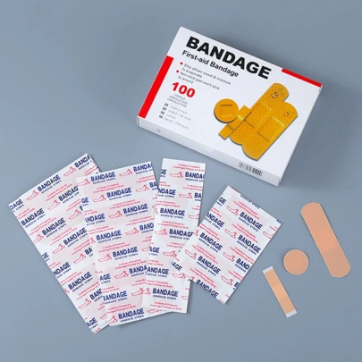 100 片装各种形状 PE 绷带，多包装粘性绷带，适用于紧急家庭治疗，适用于急救包