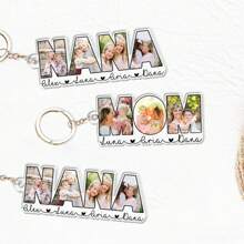 1 Stück personalisierter Schlüsselanhänger aus Acryl mit Foto und Text, Schlüsselanhänger mit Namen der Oma und Enkelkinder, personalisiertes Muttertagsgeschenk für Oma/Mama/Großmutter, personalisierter Oma-Schlüsselanhänger mit Foto, Mama und Tochter Foto Schlüsselanhänger Geschenk für Mama, Muttertagsgeschenk, Geschenk für sie/Mutter/Oma/Ehefrau