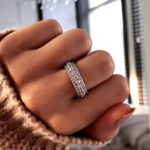 1PC High-Grade Women's Fashion Wedding Band Engagement Zirconia Ring Party Birthday Anniversary Christmas Gifts For Women Girlfriend Fine Jewelry Size 5-11# - 銀色 - 查看 6