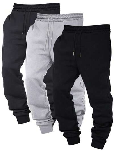 Blueplus Men's Solid Color Drawstring Sports Pants Jogging Pants Suitable For Outdoor Jogging Gym Fitness,1pc Nine-Point Pants,  Spring And Autumn Sports Casual Pants Sweatpants For Men