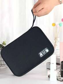 1pc Multifunctional Travel Storage Bag, Pencil Case, Stationery Pouch, Card Holder, Digital Organizer, Jewelry Bag, Utility Pouch, Document Folder, Pen Case, Watch Storage Bag, Suitable For Charging Cables, Power Banks, Earphones And Other Digital Devices Storage, Multi-Purpose Cable Organizer, Digital Accessories Protective Case, Travel Essentials,Back To School,School Supplies,Pencil Pouch,School Bag