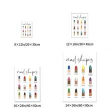 Manicure Prints Nail Shapes Poster Wooden Picture Frame, Ready To Hang, Canvas Print Wall Art For Room Decoration, Preppy Room Decor Aesthetic, Wall Decor, Perfect Home Decor Holiday Gift Decoration - 彩色 - 查看 8