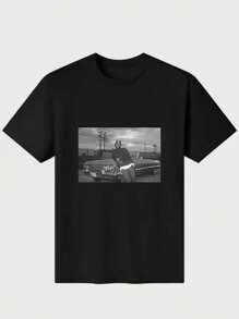 Camiseta para Hombres de Ice Cube Impala Negro Camiseta Casual Digital Impresa de Puro Algodón Pesado - Negro - Ver 1