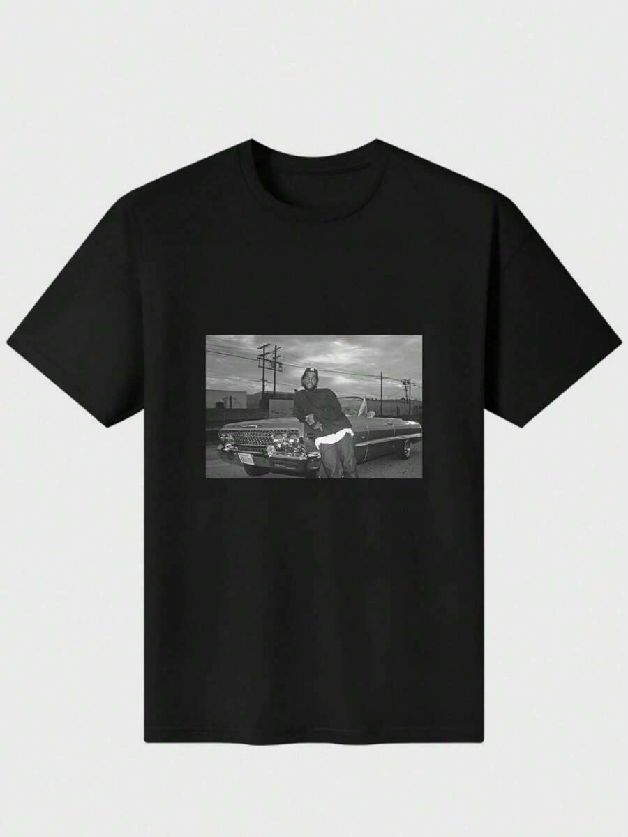 Camiseta para Hombres de Ice Cube Impala Negro Camiseta Casual Digital Impresa de Puro Algodón Pesado - Negro - Ver 1
