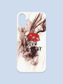 Lipmark & Smoke Pattern White Cellphone Case, "Love Letter" Romantic & Personalized Slogan Phone Case, Compatible With Iphone & Galaxy, IPhone 11/13/14/15/15 ProMax/16/16 Pro/16 Plus/16 ProMax, Galaxy Phones - Multicolor - View 63