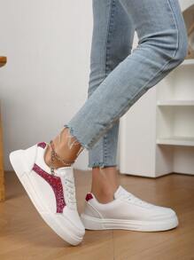 New Casual Simplistic Comfortable Leather Low-Top Lace-Up Flat Sneakers, Suitable For Female Teenagers, Anti-Slip Shock-Absorbing Sports Shoes For Middle & High School Students, Outdoor Activities & Daily Wear