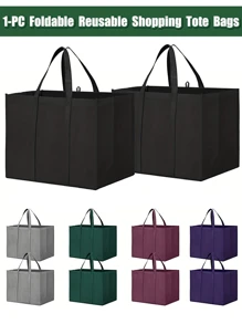 1pc Thick Large Capacity Foldable Tote Bag, Reusable Shopping Bag With Long Handles, Suitable For Groceries And Clothes - Multicolor - View 8