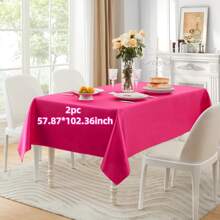1/2 件装柔软缎面长方形桌布，57.87*102.36/120.08 英寸，适用于餐厅、节日晚宴、婚礼、派对、宴会桌，紫色（数量可选） - 純色 - 查看 20