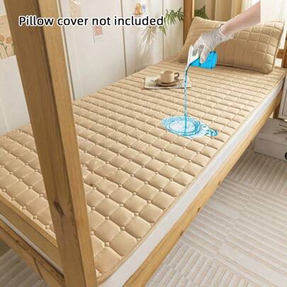 Waterproof Quilted Mattress Pad (Without Pillowcase And Pillow Insert), Thin Mattress Topper, Suitable For Single Or Double Bed, Thicker Bedsheet Mattress Protector, Soft & Comfortable Solid Color Bedding Mattress Cover, Grey/White/Khaki/Blue, For Home Bedroom, Hotel, Nursing Home, Waterproof & Leak-Proof
