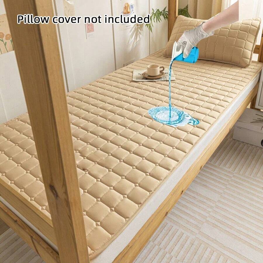 防水绗缝床垫（不含枕套和枕芯），薄床垫，床垫保护套，加厚床垫套，适用于单人床或双人床，柔软舒适的纯色床上用品和床垫套，灰色/白色/卡其色/蓝色，适用于家庭卧室、酒店、宾馆、养老院，防水防尿布。