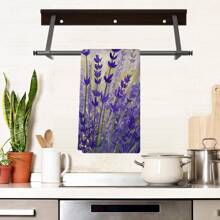 A Set Of 2pcs Dishwashing Towels, Designed With Purple Tulip Patterns, Machine Washable Polyester, Super Absorbent, Heat-Resistant, Suitable For Kitchen And Living Room Decoration, Especially For Hotel Restaurant Decoration And Cleaning