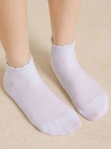 5/10/20 双女士夏季蕾丝边网眼短袜，黑白，可爱，甜美，时尚，舒适，柔软，休闲，百搭 - 彩色 - 查看 10