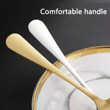 3pcs/Pack High Quality Stainless Steel Thick Long Handled Soup Spoons, Ramen Soup Ladles, Deep Drink Soup Spoons, Large Cooking Spoons, Suitable For Ramen/Soup/Hot Pot/Stirring, Etc. (Silver/Gold, 7.87 Inches)