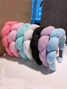 Cloud-Shaped Headband, For Face Washing Or Skin Care, Makeup Headband, Sponge Headband, Towel Fabric Headband, Facial Wash Headband, Plush Hair Band For Sport Or Yoga, Fashion Accessory For Women