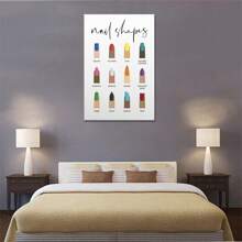 Manicure Prints Nail Shapes Poster Wooden Picture Frame, Ready To Hang, Canvas Print Wall Art For Room Decoration, Preppy Room Decor Aesthetic, Wall Decor, Perfect Home Decor Holiday Gift Decoration - 彩色 - 查看 7