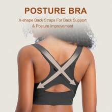 Posture Bra For Women Wireless Push Up Bralette Full Coverage Back Support Brasieres - 黑色 - 查看 2