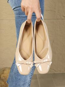 方头舒适粗跟软底工作鞋