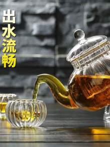 Hitzebeständiger Glas Blumentee-Topf, kreativer gestreifter Kürbis Glas Tee-Topf mit Teesieb Set