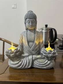 Solar Powered Buddha Statue - Vintage Style Resin Garden Decor, Suitable For Outdoor, Patio And Lawn Decoration, Outdoor Statue
