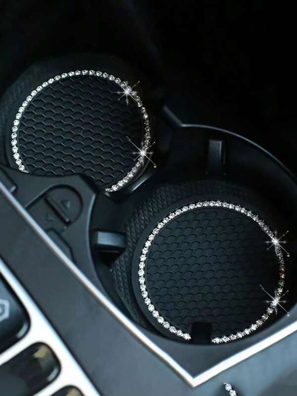 2pcs/1pc/4pcs-Rhinestone Decor Anti- Car Coaster