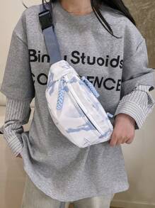 Women's Daily Casual Tie-Dye Design Chest Bag/Waist Bag, Fashionable Lightweight Shoulder Bag, Suitable For Shopping, Commuting - Multicolor - View 11