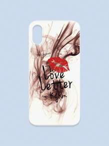 Lipmark & Smoke Pattern White Cellphone Case, "Love Letter" Romantic & Personalized Slogan Phone Case, Compatible With Iphone & Galaxy, IPhone 11/13/14/15/15 ProMax/16/16 Pro/16 Plus/16 ProMax, Galaxy Phones - Multicolor - View 22