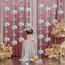 Banner a tema marino di 4 metri con elementi di meduse, sirene, stelle marine e conchiglie. Adatto per decorare sfondi di feste, decorazioni per la casa, lauree, Festa del papà, Festa della mamma, feste di compleanno, feste a tema, feste estive, decorazioni per camera da letto, compleanni