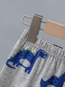 2pcs/Set Kids Short Sleeve Shorts Dinosaur Pajamas Set, Boys Cartoon Dinosaur Print Thin Sleepwear Suit For Summer - Multicolor - View 7