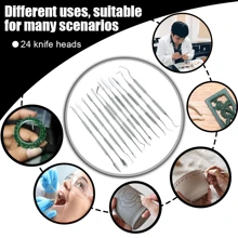 12 件不锈钢蜡雕套装、蜡泥雕刻工具、聚合物陶瓷泥铲雕刻工具（用于塑形、雕刻和造型）、银色双头雕刻套装 - 銀色 - 查看 8