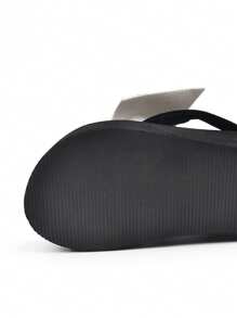 Women's Big Bow Color Block Canvas Thick Bottom Wedge Flatform Comfortable Soft Sole Thong Sandals, Summer - Black - View 8