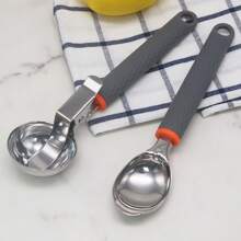 Silicone Handle Stainless Steel Ice Cream Scoop - Multicolor - View 1