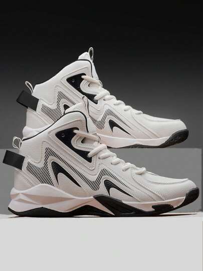 March Madness Men's High Top Basketball Shoes, Student Spring New Arrivals, Leather Upper, Waterproof Anti-Slip Soft Sole Running Sneakers