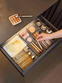 1/2/6 Pieces Of Simple Transparent Drawer Storage Box, Cosmetics Storage Box, 4 Sizes, Multi-Purpose Storage, Suitable For Office Desks, Cabinets, Dressing Tables, Cosmetics And Skincare Products, Interior Decoration, Home Decoration, Bedroom Decoration ,Jewellery Box,Pouch,Makeup Brush Holder,Brush Holder,Perfume Organiser,Pouch Bag - Multicolor - View 7