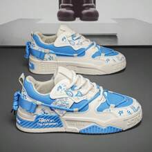 Street Skateboarding Shoes Suitable For Outdoor Activities, Non-Slip And Durable Casual Lace-Up Sneakers, Versatile And Fashionable Thick-Soled Breathable Running Shoes. - 藍色 - 查看 6