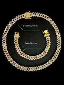 Hip Hop Punk Classic Minimalist Miami Cuban Chain,Matching Bracelets Y2K Goth Gold Jewelry, Necklace For Woman, Bracelet & Earring Sets, Women's Fashion Jewelry, Ladies Jewellery, Mom Gifts, Everyday Street Dance Rap Wear, Gifts For Christmas Gifts, Thanksgiving, Chain Necklaces, Jewelry Sets For Women, Chains, Accessories Women, Gold Set, Earring Christmas Decoration Christmas Jewelry For Women