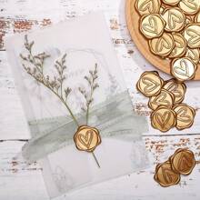10/30pcs Eucalyptus Leafs Wax Seal Stickers Self-Adhesive Wedding Invitation Envelope Seal Golden Stickers For Decorating Wedding Invitations, Christmas, Gifts - Gold - View 3