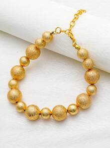 Round Beaded Red Zirconia Heart Necklace Women Jewelry Sets Handmade Middle East 24K Gold Bridal Earrings Ring Bracelet Birthday Gifts Handmade Bead - Green - View 4