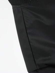 大码户外运动休闲立领棒球夹克，纯色拉链加厚外套，送给男友、丈夫、朋友的礼物，父亲节黑色冬季款 - 黑色 - 查看 6