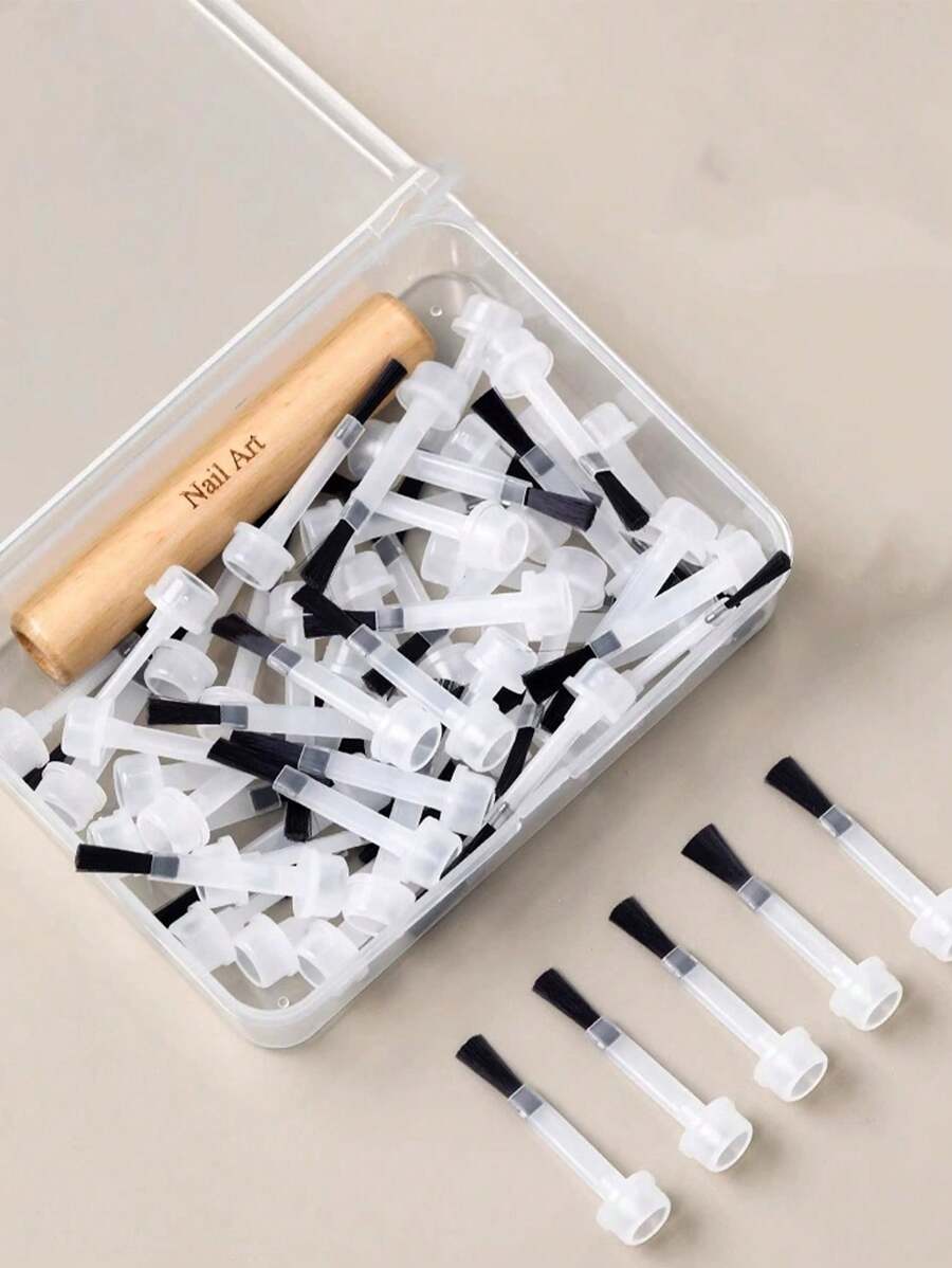 1 Box Double-Head Multifunctional Detachable & Non-Deformable Nail Art Brushes Replacement Set, Professional Nail Tool - Multicolor - View 1