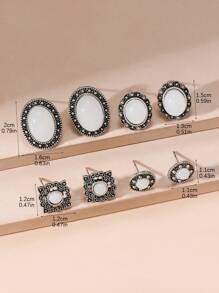 8pcs/Set Seashell And Starfish Elements Vacation Style Earring Set, Gift - Antique Silver - View 4