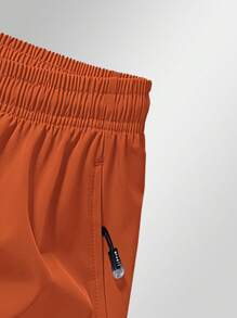 Men's Anti-Lost Zipper Pocket Drawstring Waist Sports 3/4 Shorts